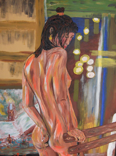 Apoyada en la silla Acrylic Canvas Nude Paintings