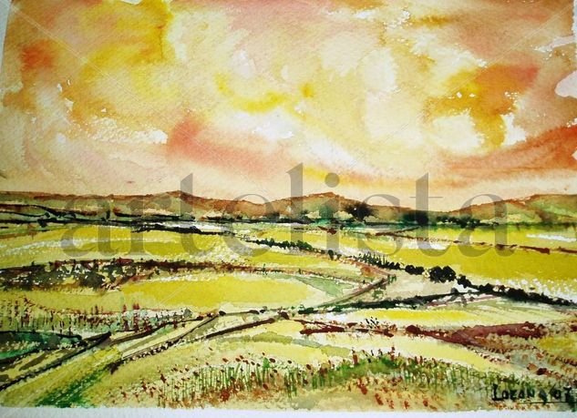 Atardecer en la llanura Watercolour Paper Landscaping