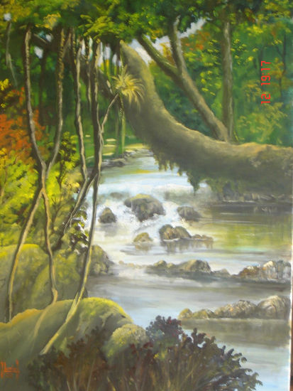 Río en el Bosque Nuboso Oil Canvas Landscaping