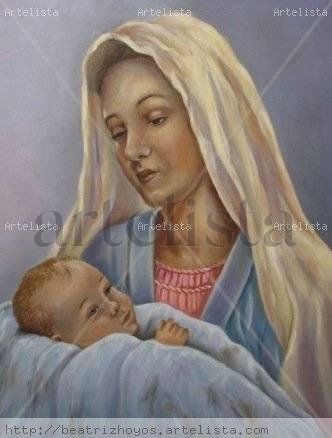 VIRGEN MARIA CON SU NINO EN BRAZOS Oil Canvas Others