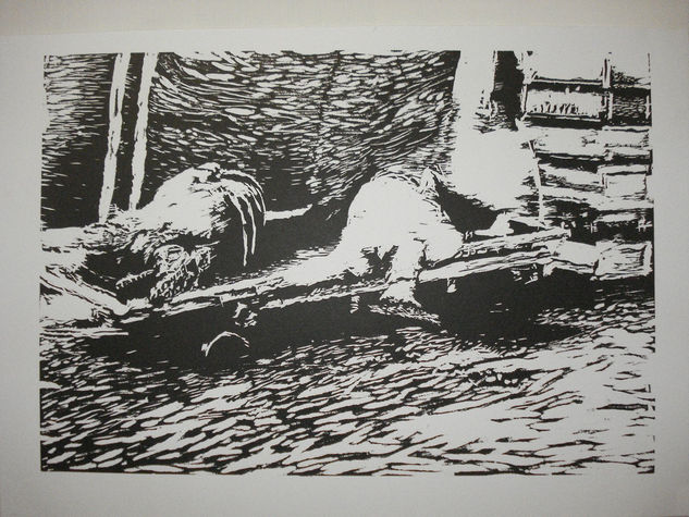 durmiendo la mona Woodcut