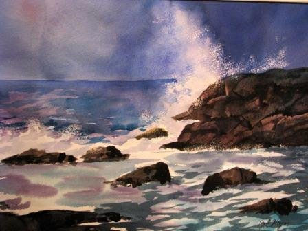 ROMPE OLAS Watercolour Paper Marine Painting