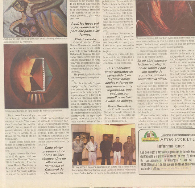 Continuidad de la obra 5 artistas sucreños en barraquilla