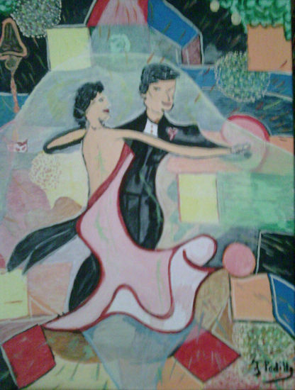 el baile de unos amigos Acrylic Canvas Figure Painting