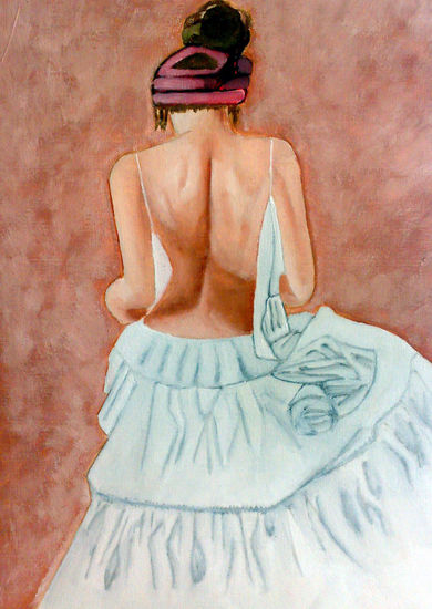 Mujer de espalda Oil Paper Nude Paintings