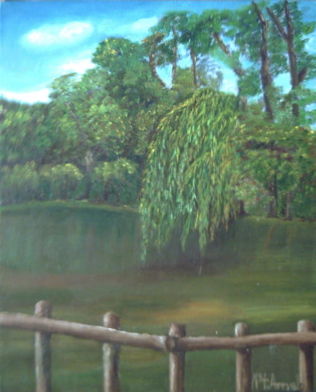 lago en Casa de Campo Oil Panel Landscaping