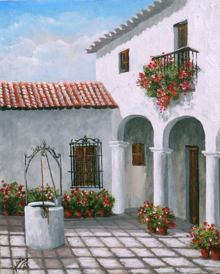 Patio Andaluz Watercolour Canvas