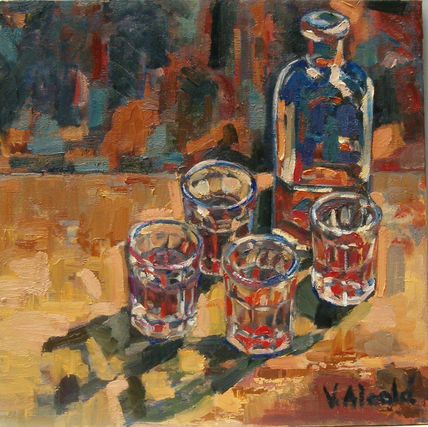 "Frasca y vasos de...