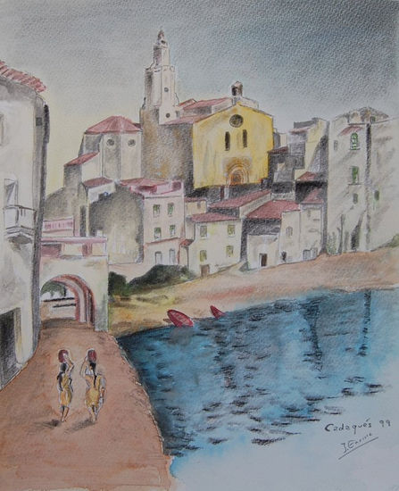 Cadaqués Media Mixta Papel Paisaje