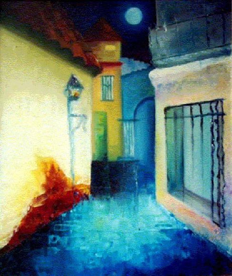 patio trasero Oil Canvas