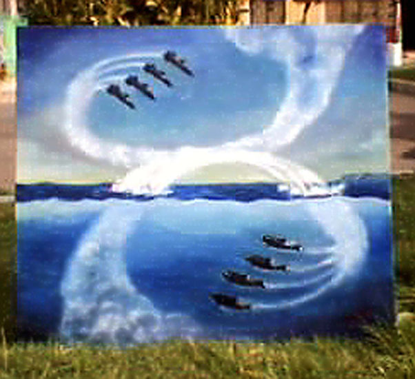 Aviones y Delfines Oil Canvas