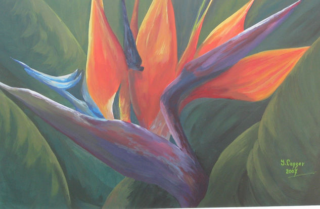 flor de pájaro Acrylic Canvas Floral Painting