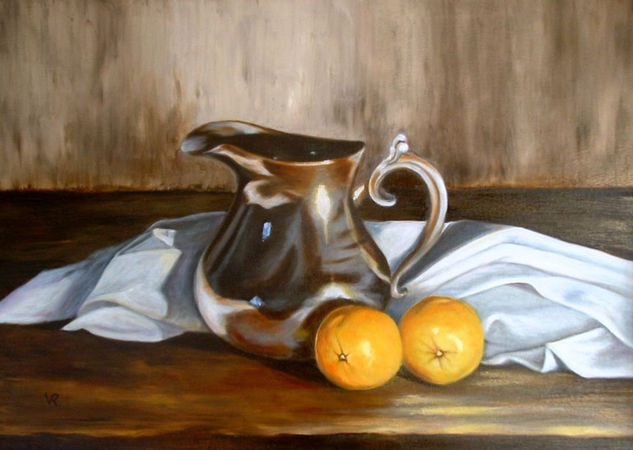 Naranja y plata Oil Canvas Still Life Paintings