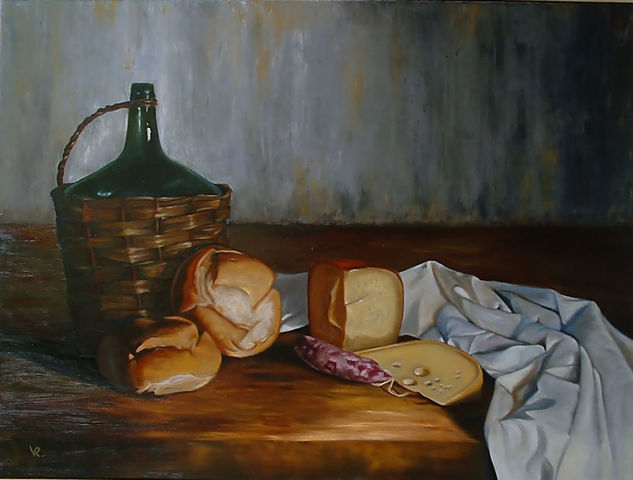 Bodegón con quesos Oil Canvas Still Life Paintings