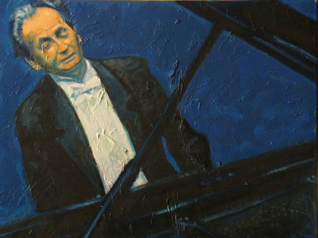 Pianista Óleo Tabla Figura