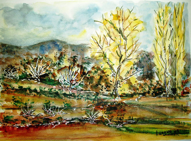 Chopos en otoño Watercolour Paper Landscaping