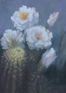 FLORES DE CACTUS Oil Textile Floral Painting