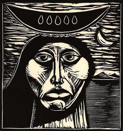 Mujer con Sandía Linocut