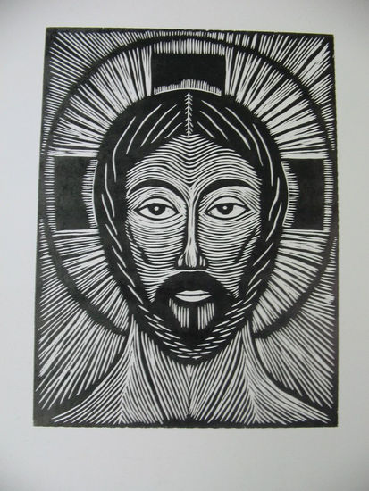 Rostro de Cristo Xilografía