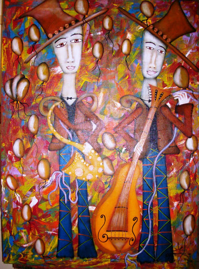 musicos Acrylic Canvas Figure Painting