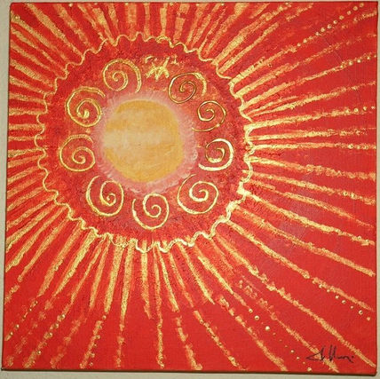 Sol en Rojo y Dorado