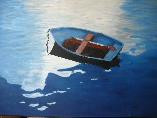 EL BOTE Oil Canvas Marine Painting