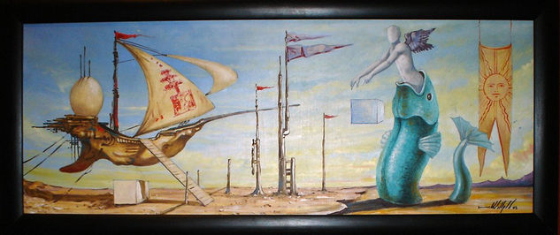 EL BARCO DE LA MEMORIA Oil Panel Marine Painting