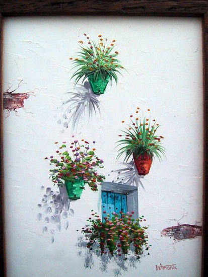 Macetas en la pared. Oil Canvas Landscaping