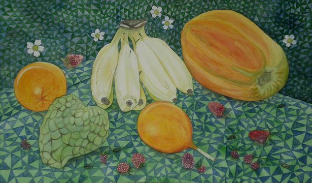 SERIE FRUTOS DE MI TIERRA Watercolour Card Still Life Paintings