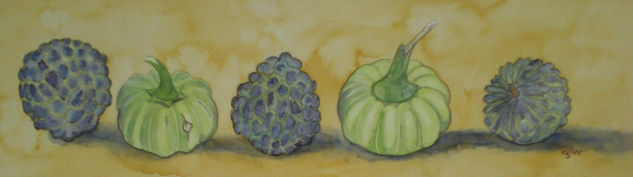 SERIE FRUTOS DE MI TIERRA Watercolour Card Still Life Paintings