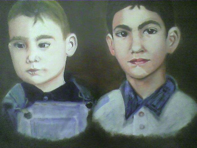 mis niños Óleo Lienzo Retrato