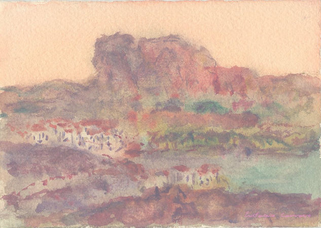 Peñón y Casas Watercolour Card Landscaping