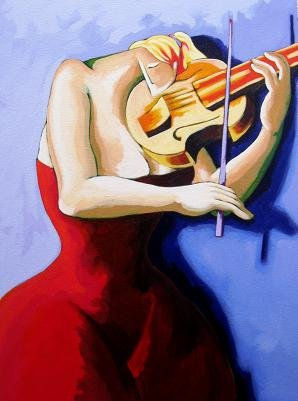 Violin Acrylic Canvas Figure Painting