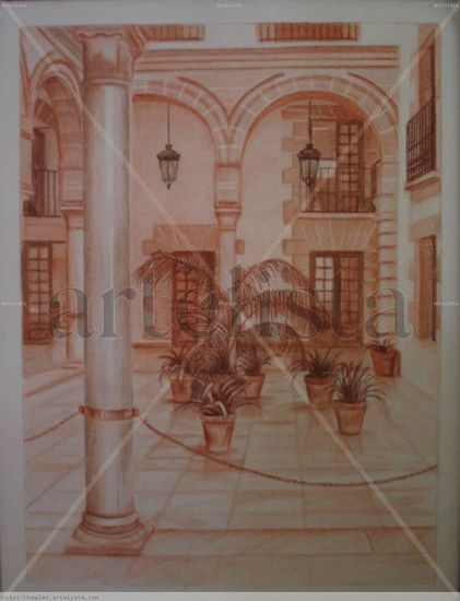 Patio del Ayuntamiento del Puerto de Sta Maria 2008 Pencil (coloured) Paper Landscaping