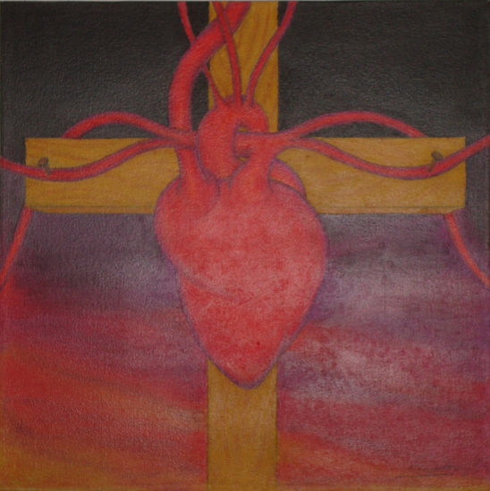 Corazon crucificado Pastel Canvas Others