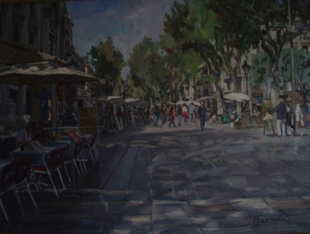 Las ramblas de Barcelona 1 Oil Canvas Landscaping