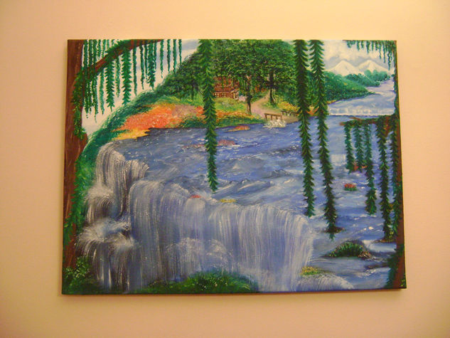 la  casita a la orilla del rio Oil Canvas Landscaping