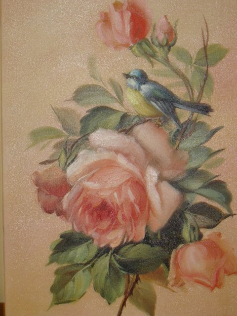rosa com pássaro