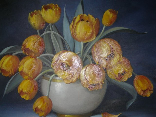vaso com tulipas