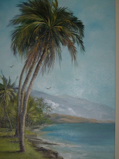 praia com coqueiro Oil Canvas Landscaping