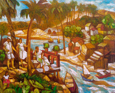 Paisaje-en-el-rio Acrylic Canvas Landscaping