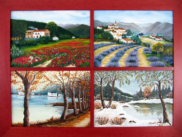 Cuatre Estacions Oil Canvas Landscaping