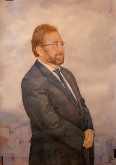 Alcalde de Alhaurín de la Torre Media Mixta Papel Retrato