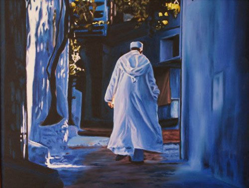 PASEO AZUL Oil Canvas Figure Painting