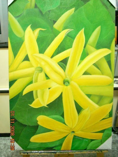 JASMINES AMARILLOS Oil Canvas Floral Painting