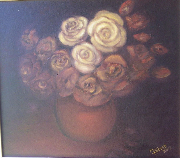 jarron con flores Oil Canvas Floral Painting