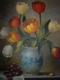 Vaso com tulipas