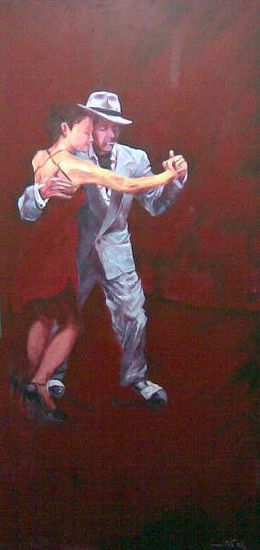 Un Solo de Tango Acrylic Canvas Figure Painting