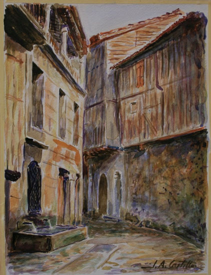 "Calle de la Alberca, Salamanca" Acuarela Papel Paisaje