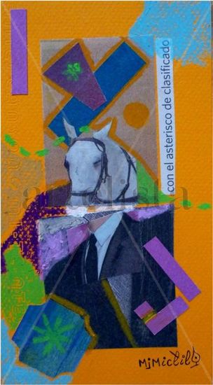 Es hombre y caballo Pastel Card Figure Painting